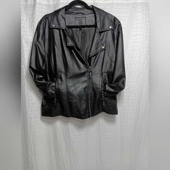 Max Studio Faux leather ladies moto jacket - Picture 1 of 7